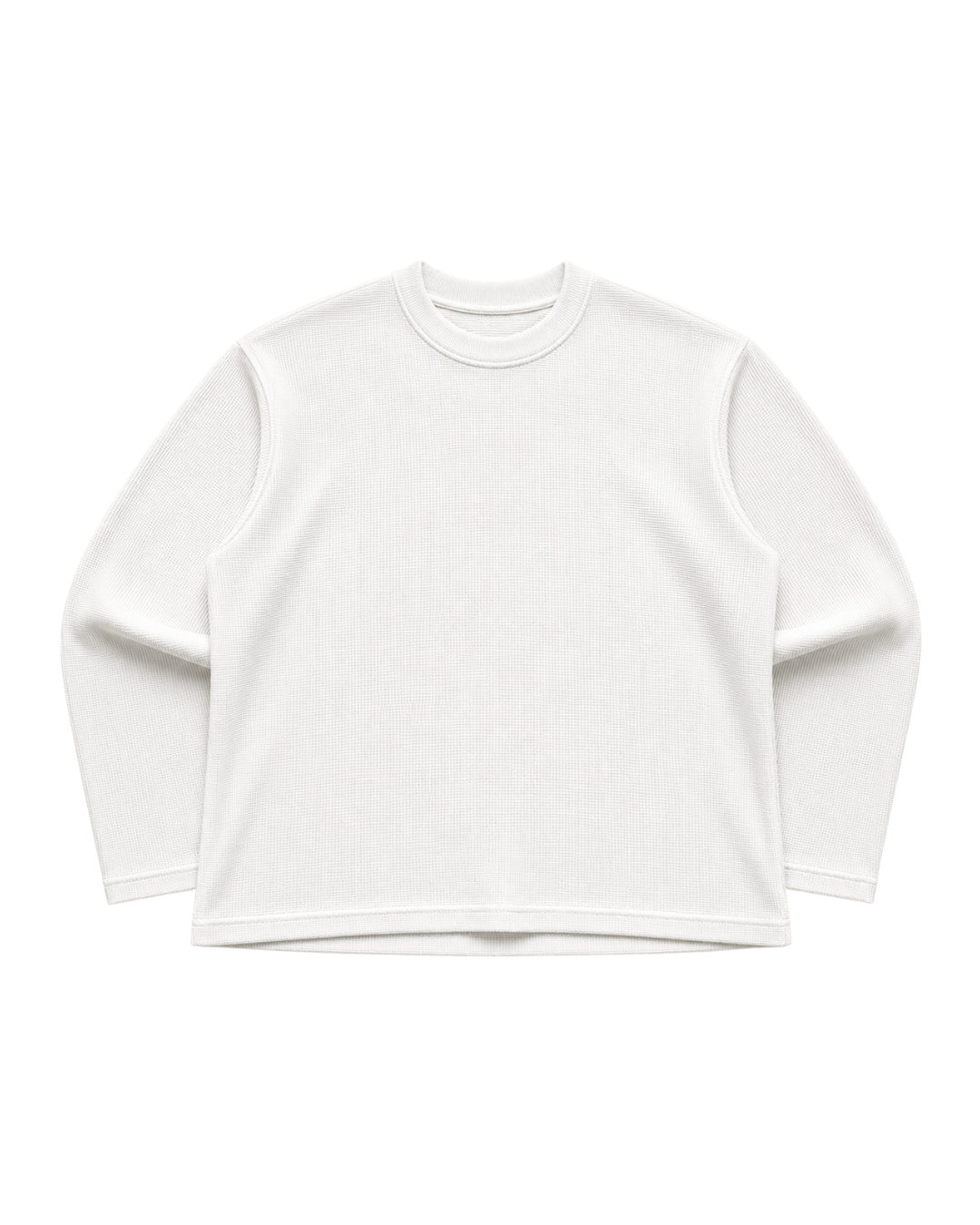 WHITE BOXY WAFFLE TEE
