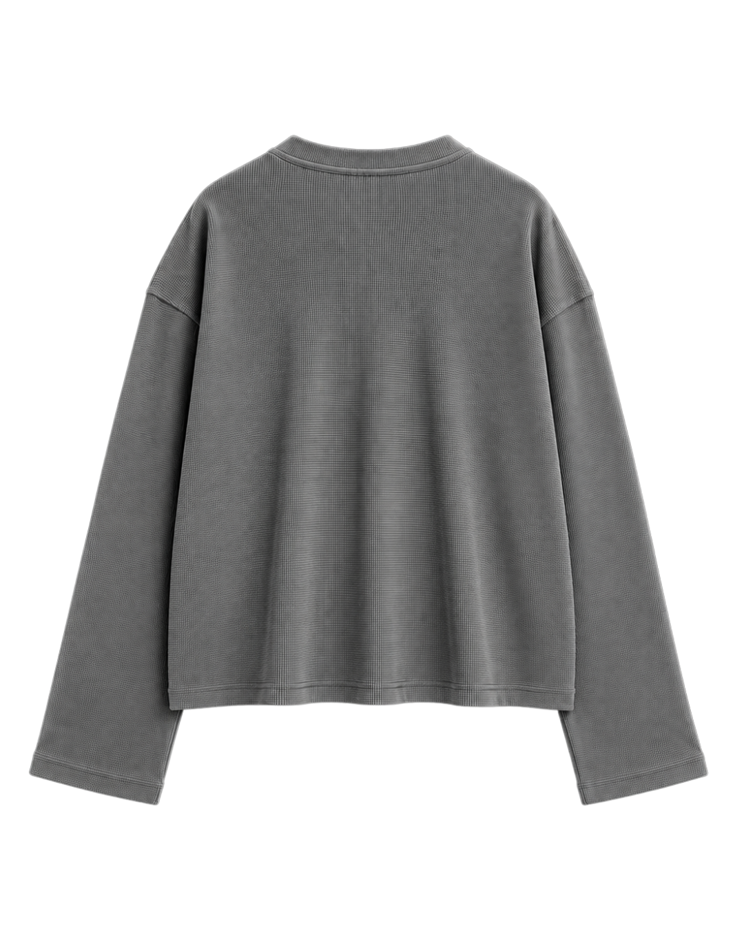 STEEL GREY OVERSIZED HENLEY WAFFLE TEE