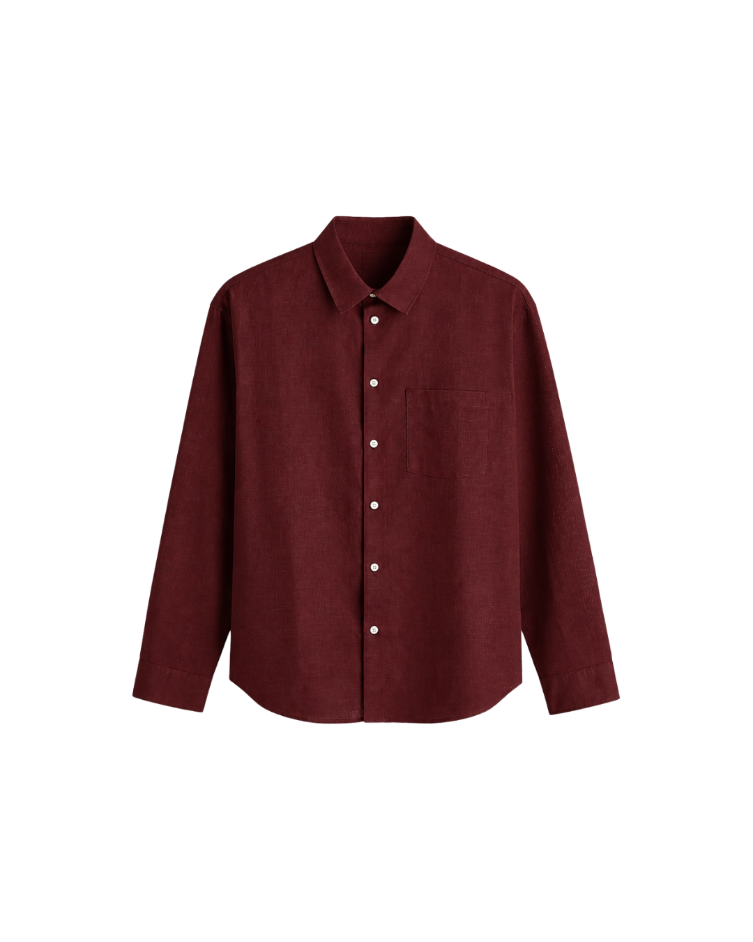 THE LINEN ESSENTIAL SHIRT - WINE RED
