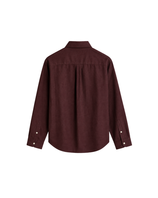 THE LINEN ESSENTIAL SHIRT - DARK BURGUNDY