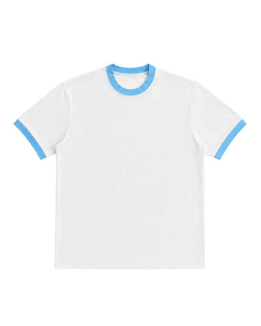 WHITE & BLUE RINGER TEE