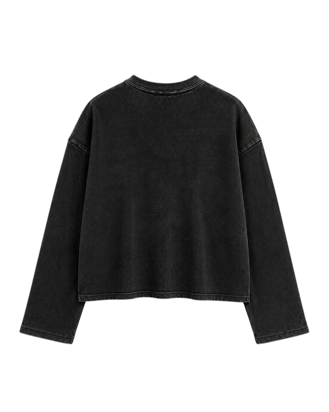ACID WASH OVERSIZED HENLEY WAFFLE TEE