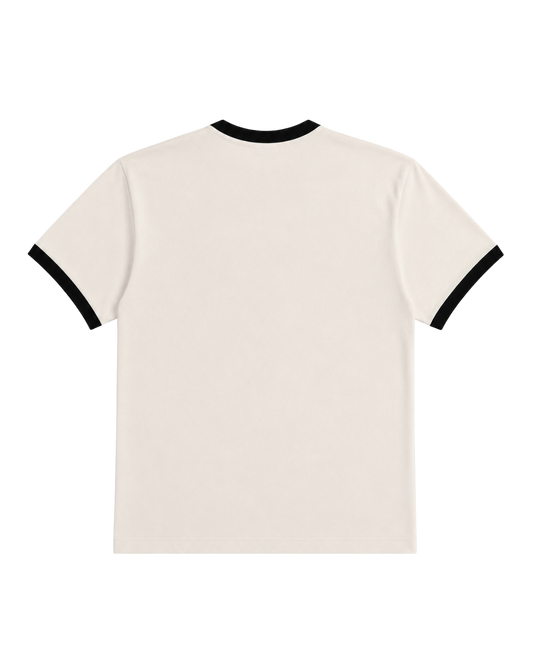 OYSTER WHITE & BLACK RINGER TEE