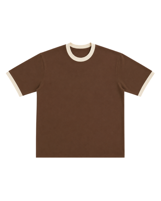 BROWN & CREAM RINGER TEE