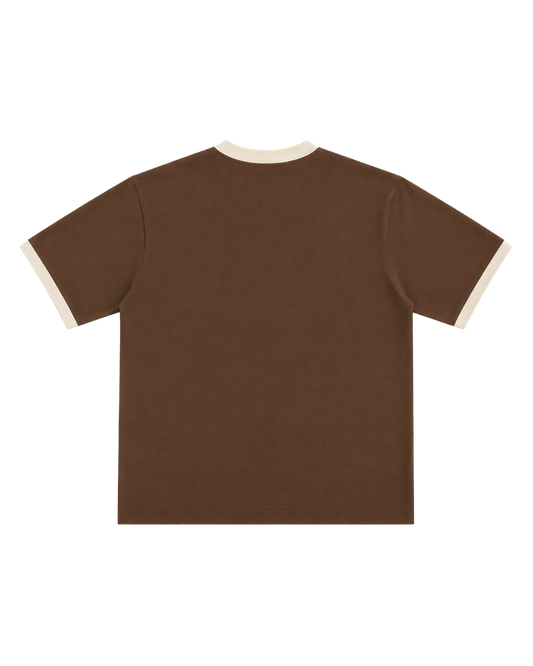BROWN & CREAM RINGER TEE