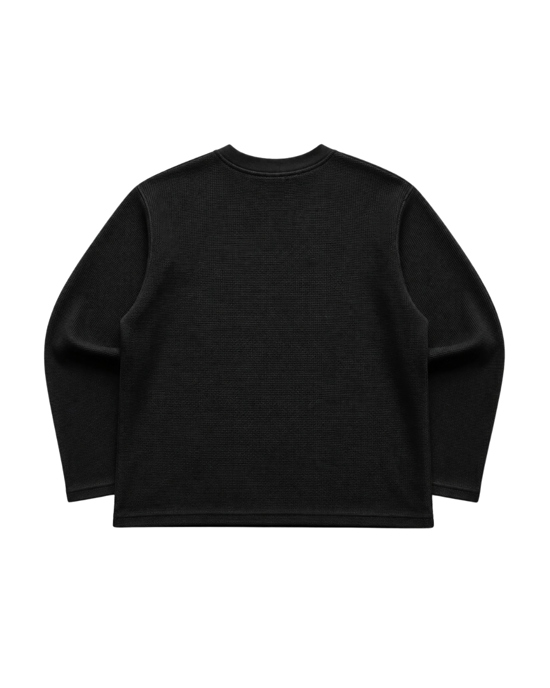 BLACK BOXY WAFFLE TEE