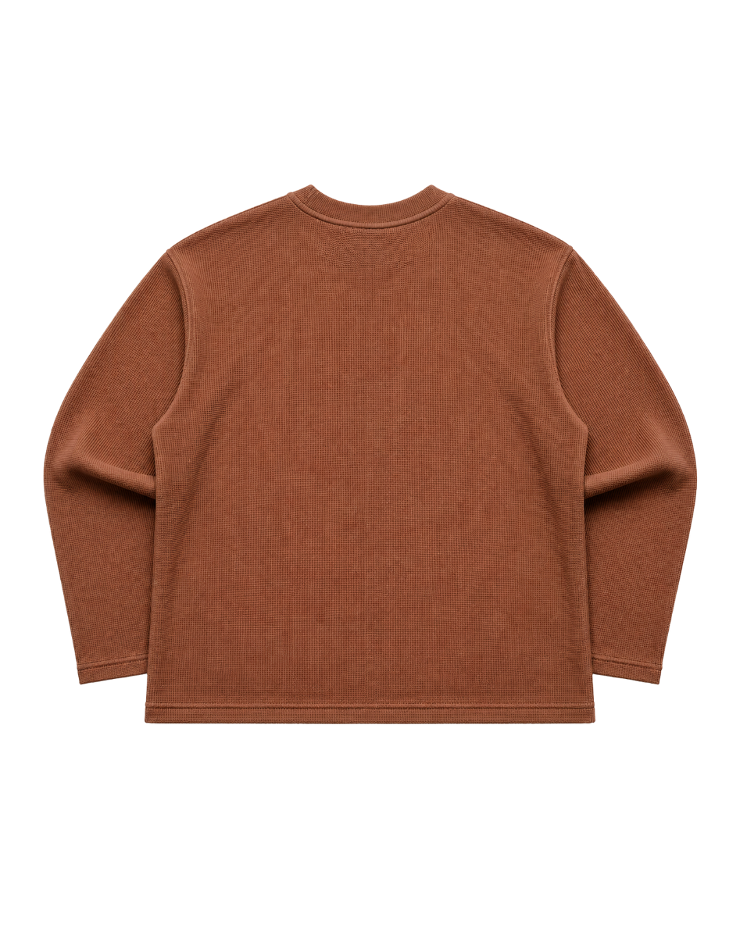 BROWN BOXY WAFFLE TEE