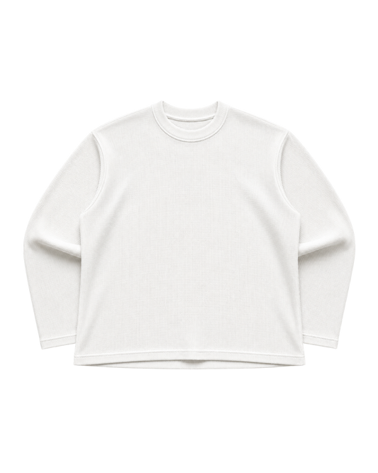 WHITE BOXY WAFFLE TEE