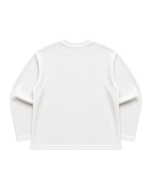 WHITE BOXY WAFFLE TEE