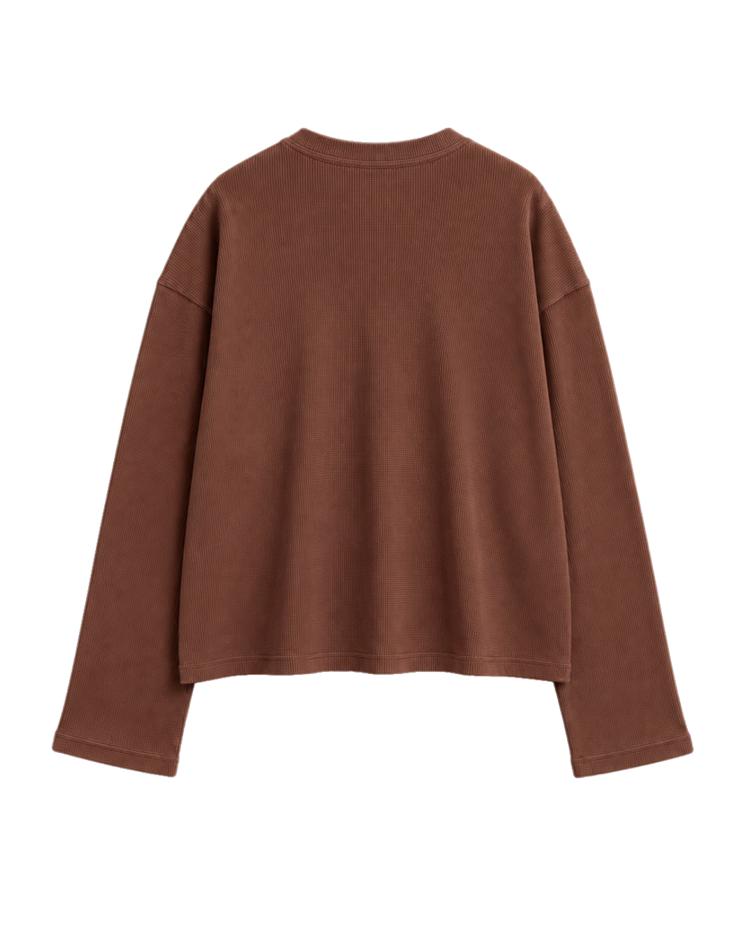 BROWN OVERSIZED HENLEY WAFFLE TEE