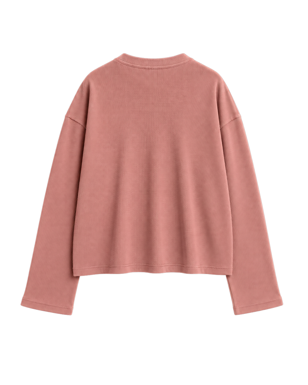 ROSE TAUPE OVERSIZED HENLEY WAFFLE TEE