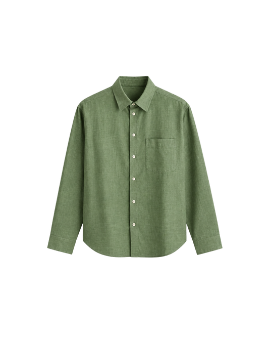 THE LINEN ESSENTIAL SHIRT - SAGE GREEN