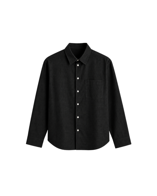 THE LINEN ESSENTIAL SHIRT - BLACK