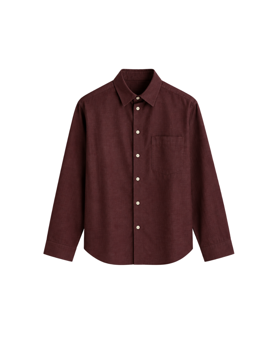 THE LINEN ESSENTIAL SHIRT - DARK BURGUNDY