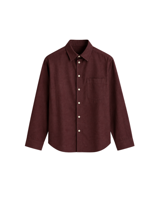 THE LINEN ESSENTIAL SHIRT - DARK BURGUNDY