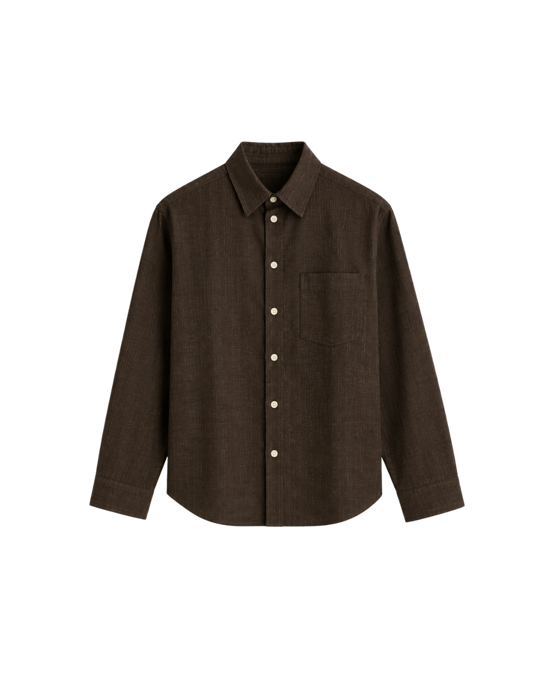 THE LINEN ESSENTIAL SHIRT - BROWN
