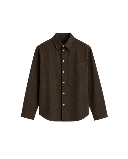 THE LINEN ESSENTIAL SHIRT - BROWN