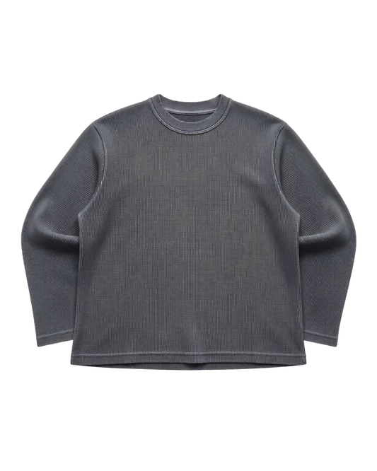 ACID WASH BOXY WAFFLE TEE