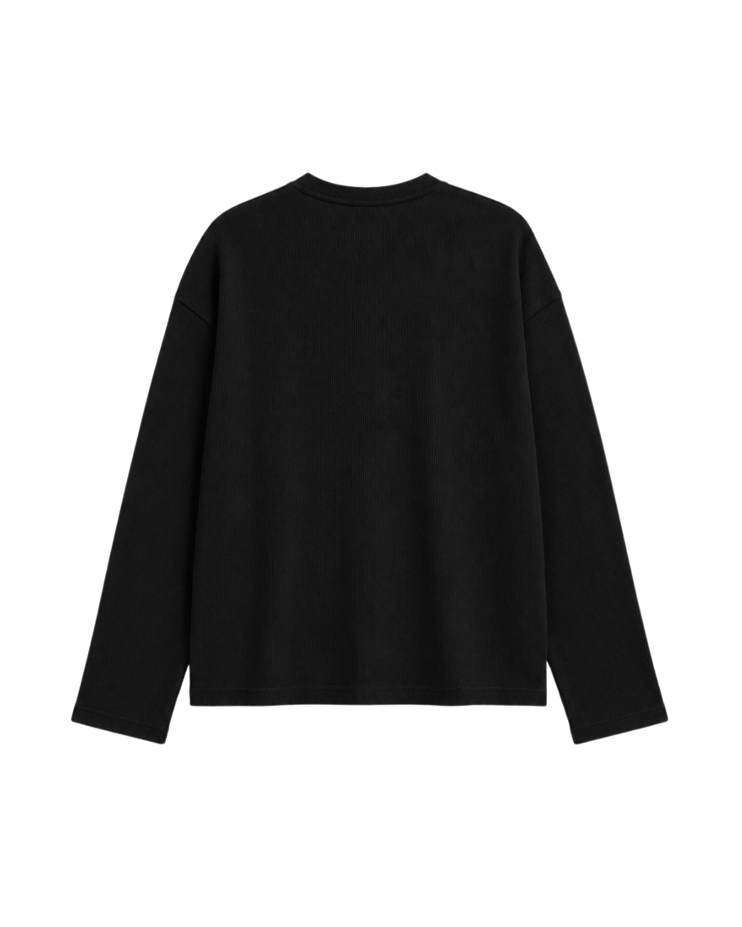 BLACK OVERSIZED HENLEY WAFFLE TEE