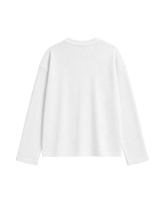 WHITE OVERSIZED HENLEY WAFFLE TEE
